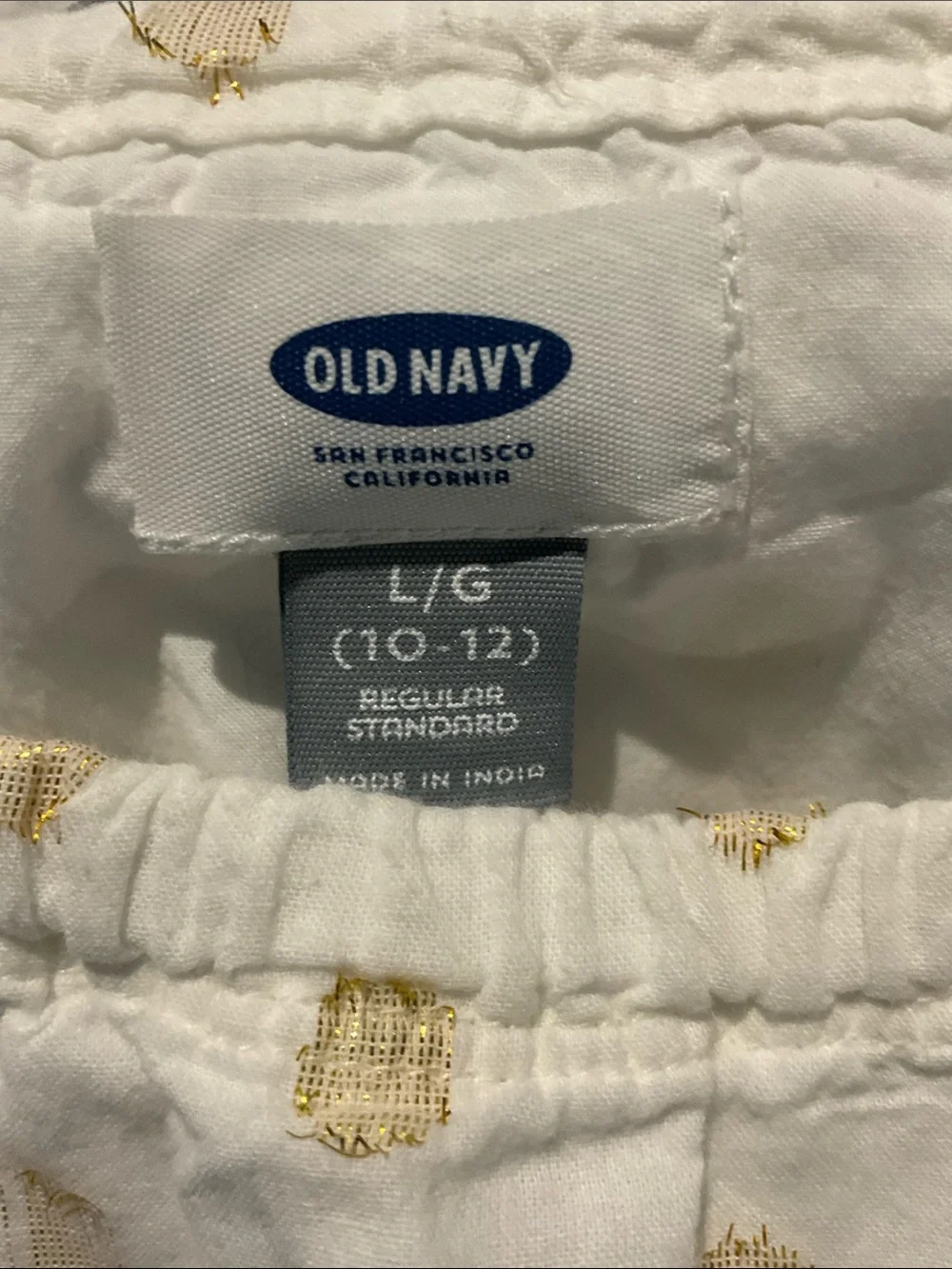 Old Navy White Dress with Gold Polka Dots